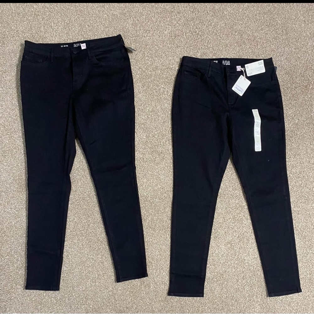 2 pairs women’s size 10 ana black midrise jeggings jeans